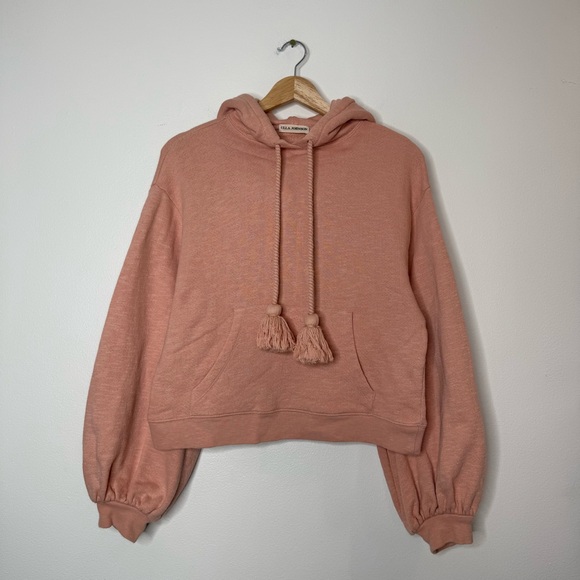 Revolve Ulla Johnson Mel Tassel Pullover Hoodie 100% Cotton size small rose pink - Picture 3 of 12